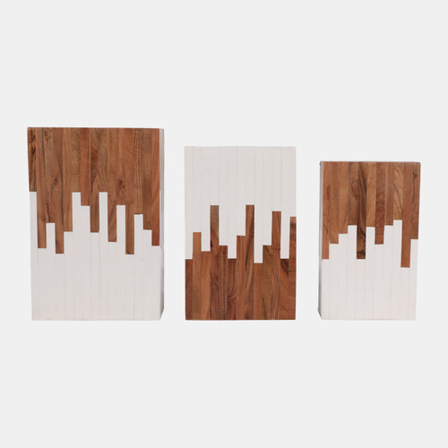 17892-01#S/3 10/11/12" 2-toned Boxes, Natural/white