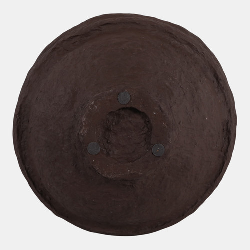 18236-04#Paper Mache, 15" Vase With Handles, Dark Brown