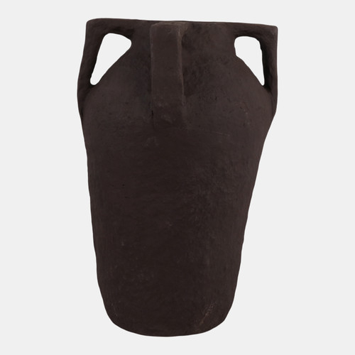 21498-03#20x12" Paper Mache Handle Vase, Dark Brown