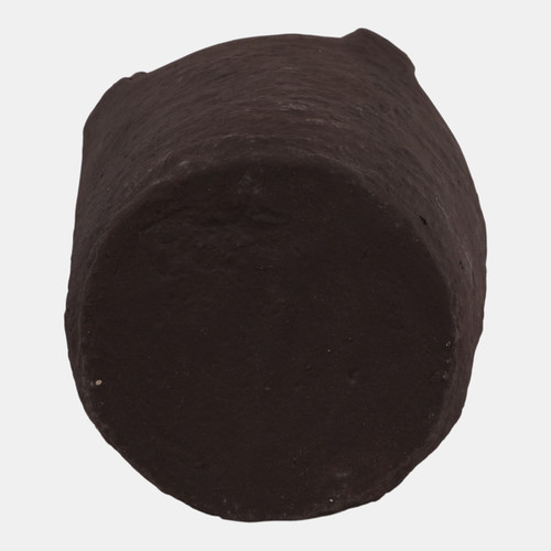 21498-03#20x12" Paper Mache Handle Vase, Dark Brown