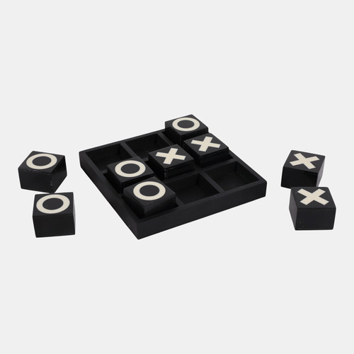 22855#6" Resin Tic-tac-toe Set, Black/white
