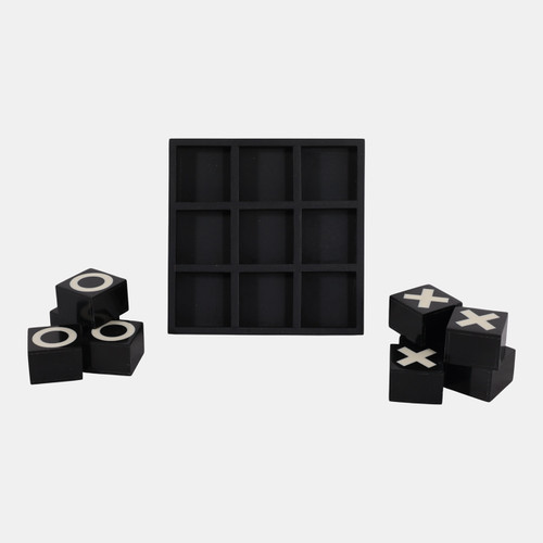 22855#6" Resin Tic-tac-toe Set, Black/white
