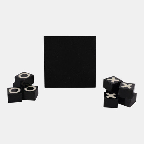 22855#6" Resin Tic-tac-toe Set, Black/white