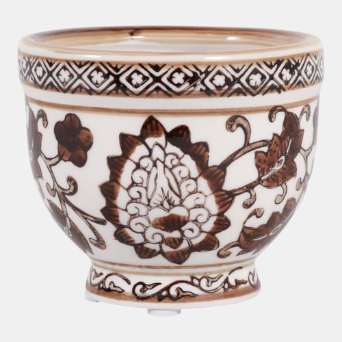 80297-02#4", 6oz Bowl Chinoiserie Candle, Brown/white