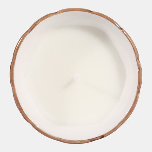 80301-02#4", 6oz Fluted Chinoiserie Candle, Brown/white