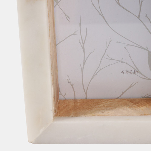 22882-01#4x6 Marble Block Photo Frame, White/natural