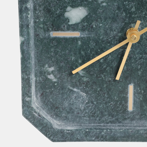 21234-05#8x8" Marble Octagon Clock, Green/gold