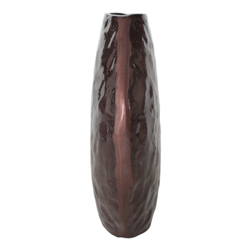 15230-16#11x10" Enamel Finish Metal Vase, Brown