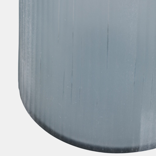 22904-02#12x6" Etched Lines Tapered Glass Vase, Blue