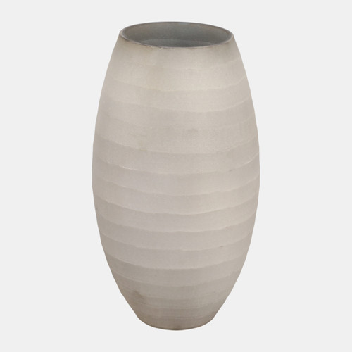 22905-01#11x5" Rustic Etched Glass Vase, Grey