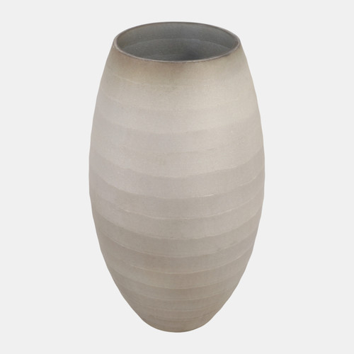 22905-01#11x5" Rustic Etched Glass Vase, Grey