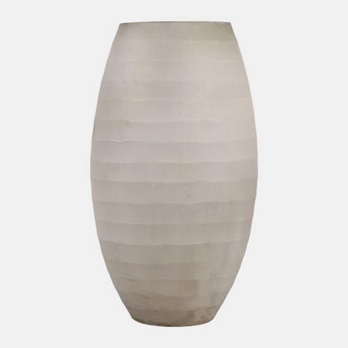 22905-01#11x5" Rustic Etched Glass Vase, Grey