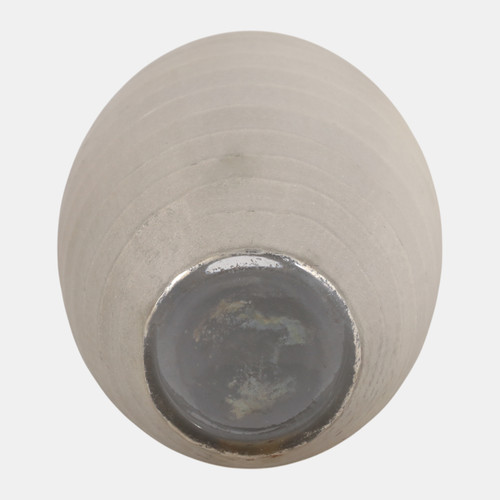 22905-01#11x5" Rustic Etched Glass Vase, Grey