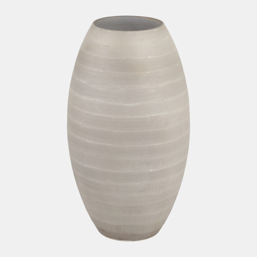 22905-02#13x7" Rustic Etched Glass Vase, Grey