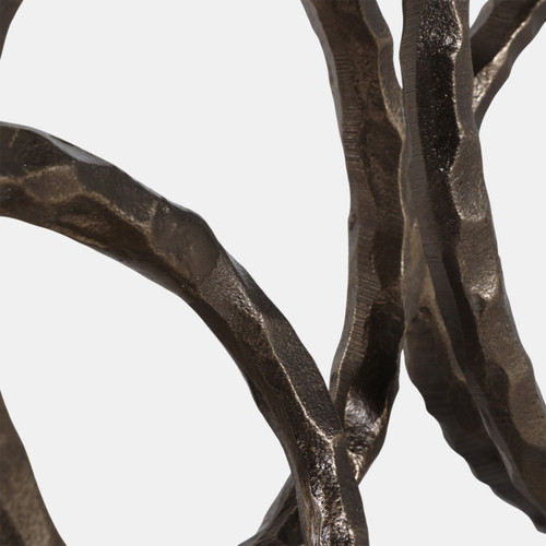 22912#20x13" Looped Rings Object, Brass Antique