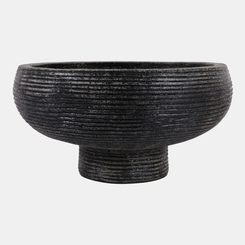 18985-01#Terracotta, 14" Etched Bowl On Stand, Multi