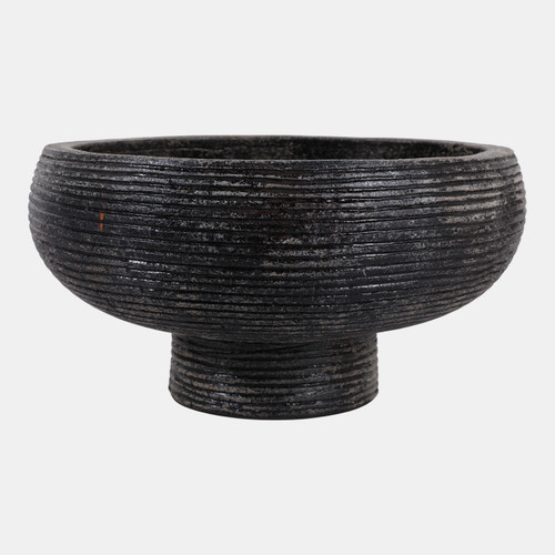 18985-01#Terracotta, 14" Etched Bowl On Stand, Multi