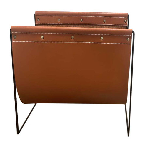 22929#16x14" Faux Leather Magazine Rack, Brown