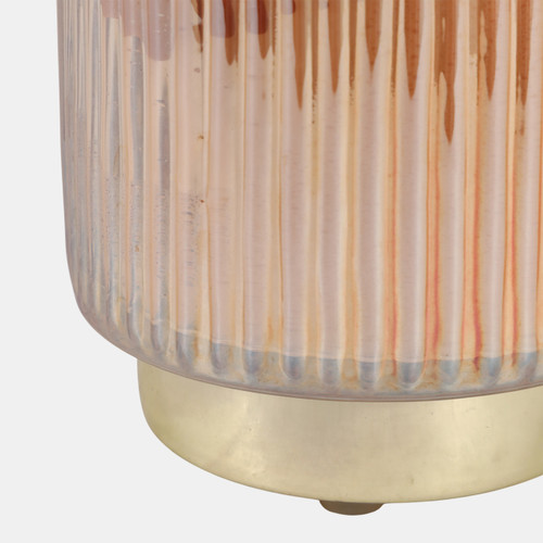 80541-01#5" 18 Oz Vanilla Glass Candle On Base, Amber/gold