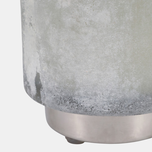 80541-02#5" 18 Oz Jasmine Glass Candle On Base, Blue/silver