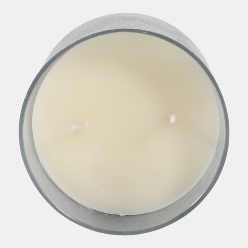 80541-02#5" 18 Oz Jasmine Glass Candle On Base, Blue/silver