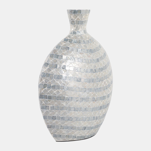 19143-03#19x16" Capiz Gourd Vase, Blue