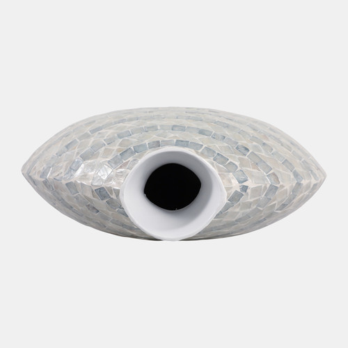 19143-03#19x16" Capiz Gourd Vase, Blue