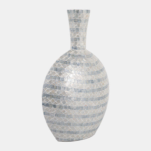 19143-04#23x16" Capiz Gourd Vase, Blue