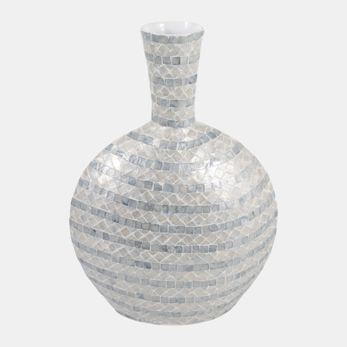 19143-04#23x16" Capiz Gourd Vase, Blue