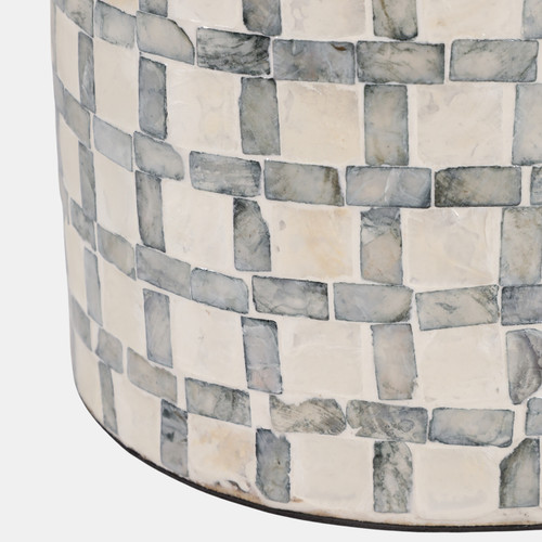 22934-02#15x9" Capiz Plaid Vase, Ivory Multi