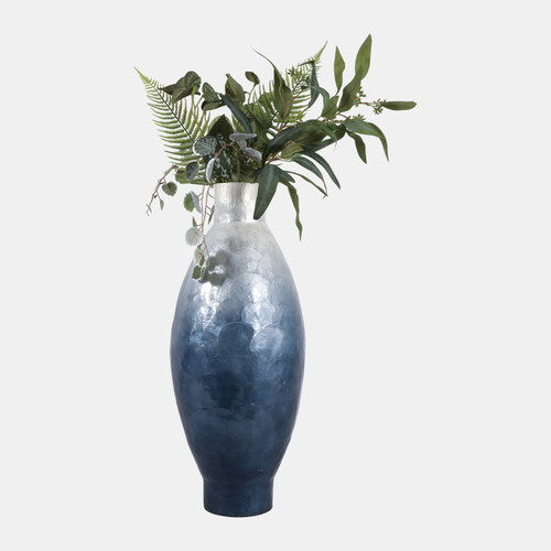 22939-02#24x10" Ombre Capiz Vase, Ivory/blue