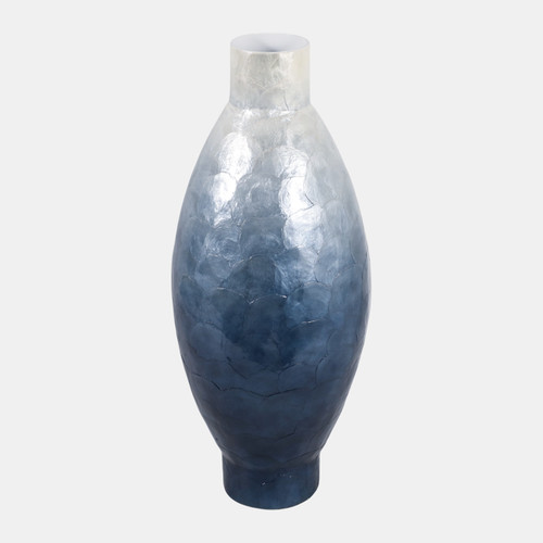 22939-02#24x10" Ombre Capiz Vase, Ivory/blue