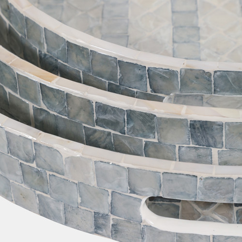 22940-02#S/3 12/14/16" Capiz Trays, Blue