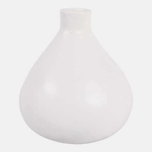 22943-01#9x8" Rounded Terracotta Vase, White