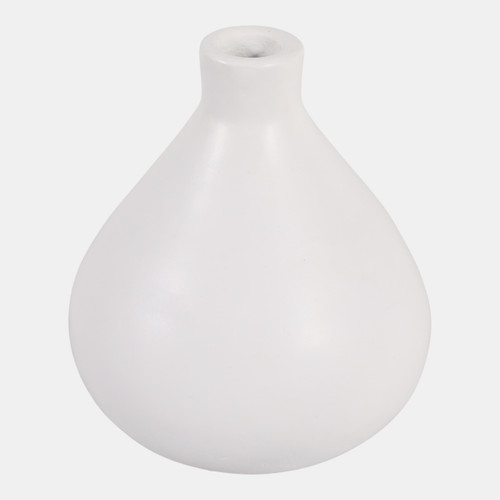 22943-01#9x8" Rounded Terracotta Vase, White