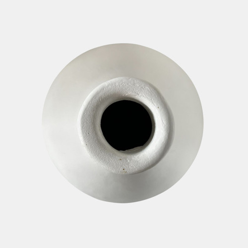 22943-01#9x8" Rounded Terracotta Vase, White