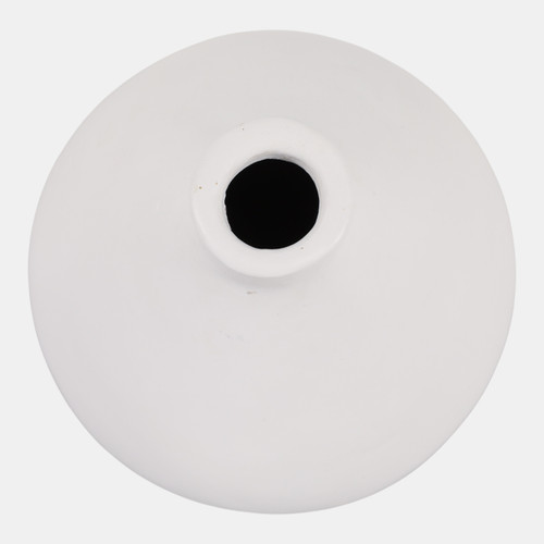 22943-01#9x8" Rounded Terracotta Vase, White