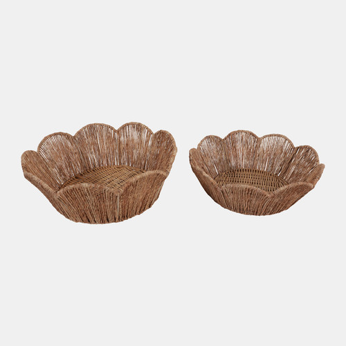 22946#S/2 12/14" Petal Shape Bowls, Natural