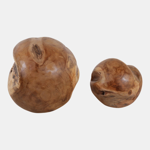 21305-03#S/2 8/12" Teak Root Orb, Natural