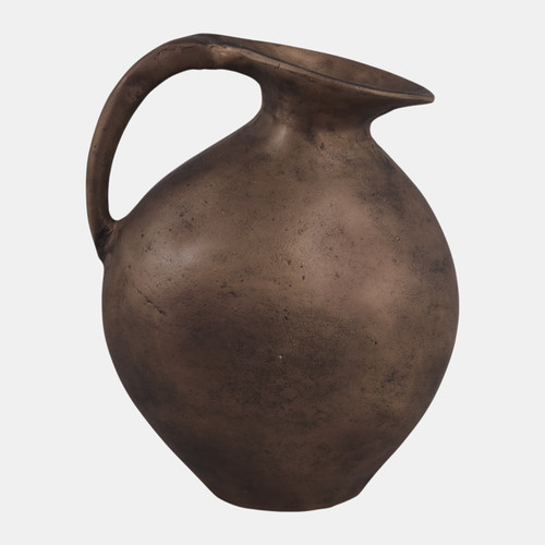 22969-02#15x11" Rustic Metal Jug Vase, Bronze