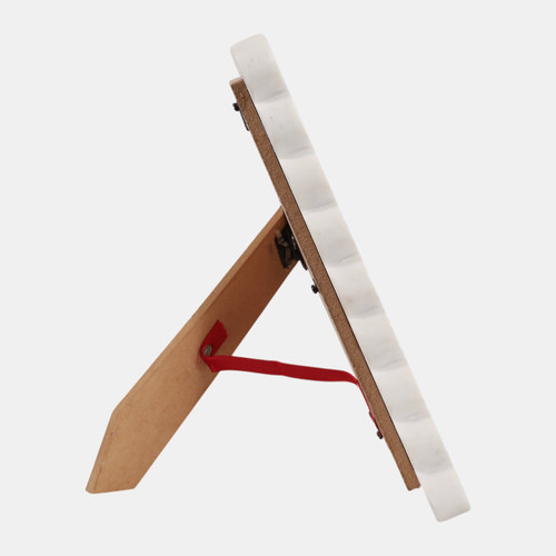 22984#4x6" Scalloped Marble Frame, White