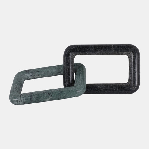 17969-01#10x4" 2 Marble Square Links, Black/green