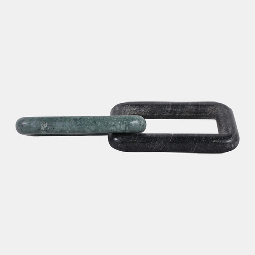 17969-01#10x4" 2 Marble Square Links, Black/green