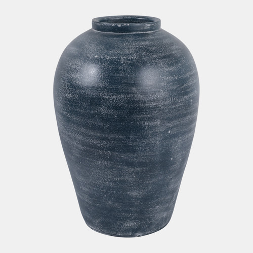 22986-01#15x10" Terracotta Vase, Blue