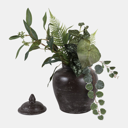 22989-01#12x8" Terracotta Jar, Rustic Brown