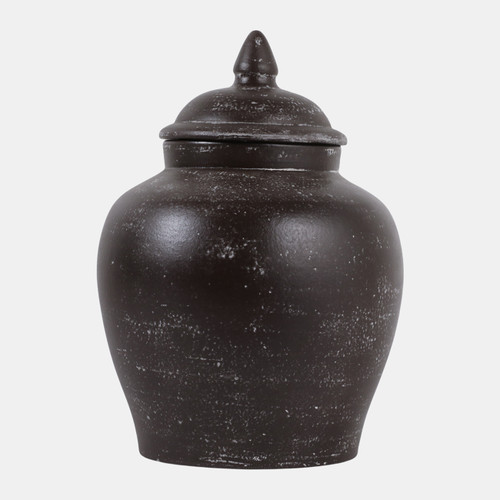 22989-01#12x8" Terracotta Jar, Rustic Brown