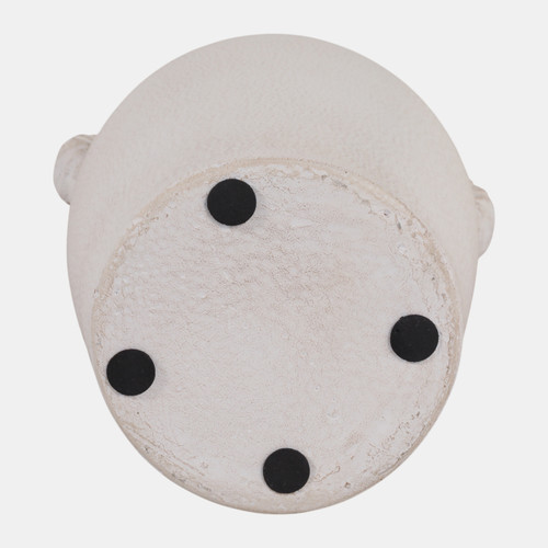 22991-02#14x9" Twisted Handle Terracotta Vase, White