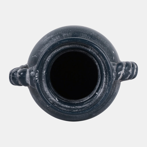 22991-03#12x9" Twisted Handle Terracotta Vase, Blue