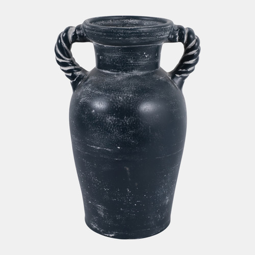 22991-04#14x9" Twisted Handle Terracotta Vase, Blue