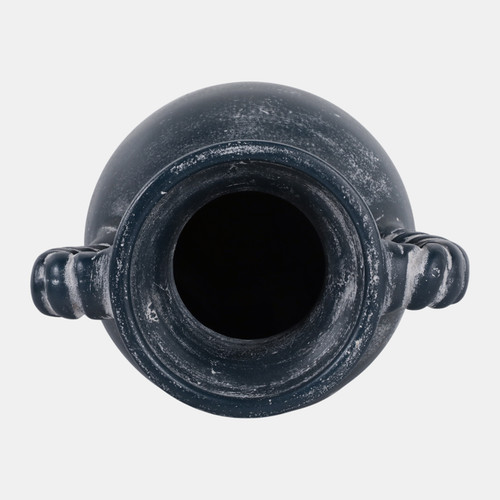 22991-04#14x9" Twisted Handle Terracotta Vase, Blue